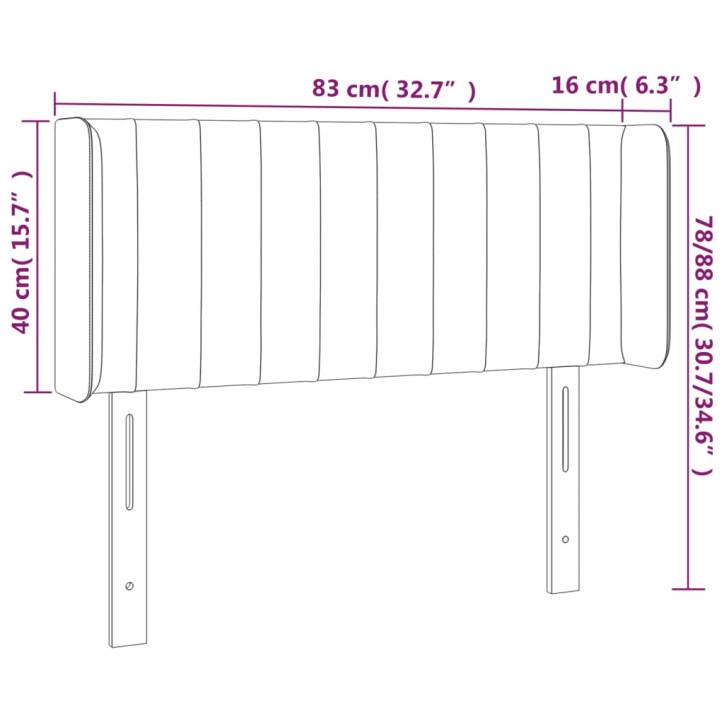 Galvūgalis su LED, tamsiai pilkas, 83x16x78/88cm, aksomas