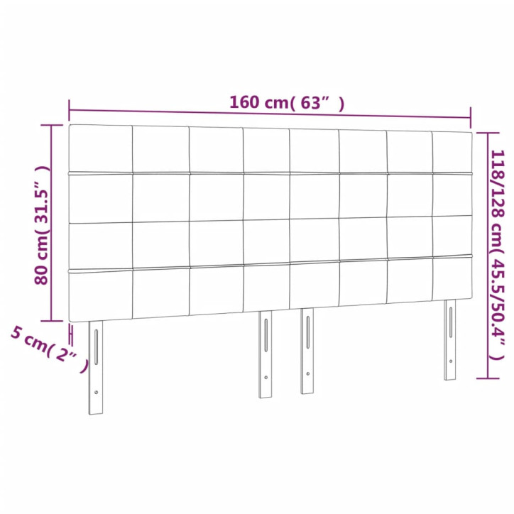 Galvūgalis su LED, juodos spalvos, 160x5x118/128cm, aksomas