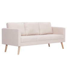 Trivietė sofa, kreminės spalvos, audinys