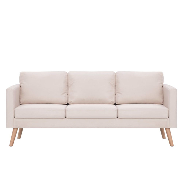 Trivietė sofa, kreminės spalvos, audinys