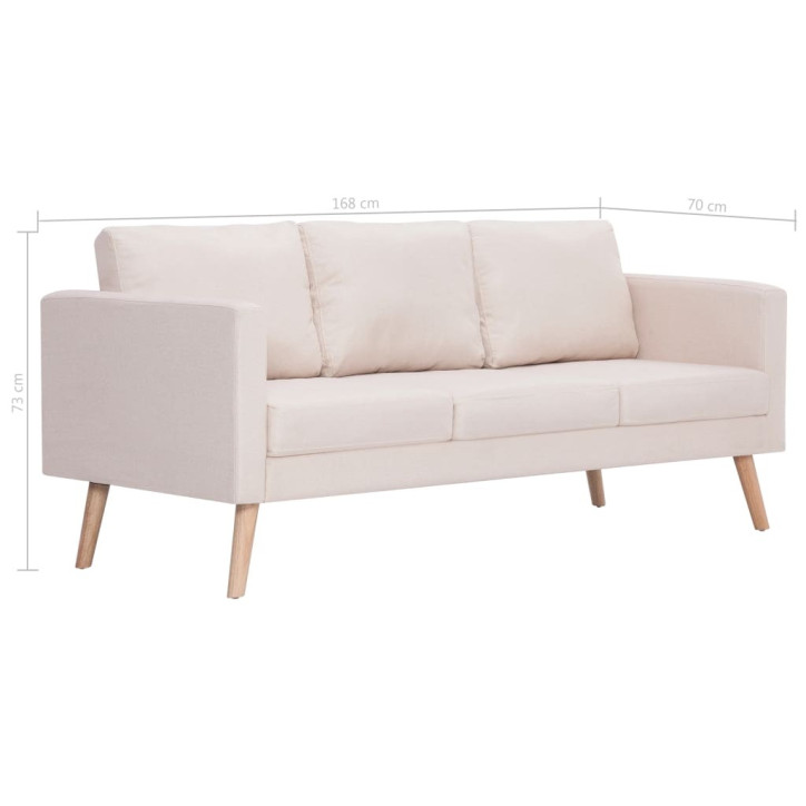 Trivietė sofa, kreminės spalvos, audinys