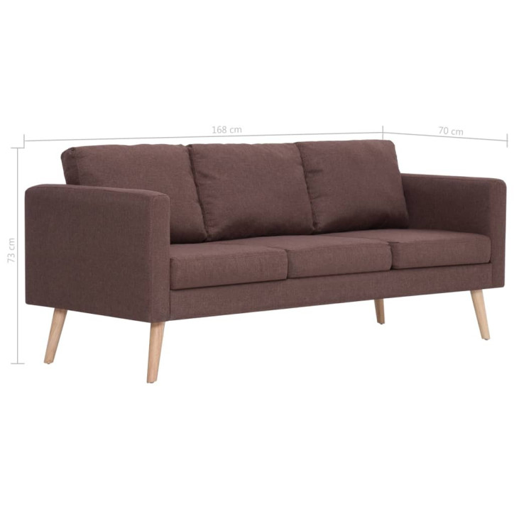 Trivietė sofa, ruda, audinys