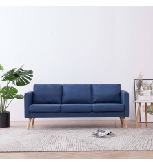 Trivietė sofa, mėlyna, audinys