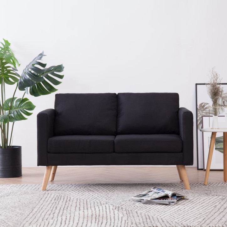 Dvivietė sofa, juoda, audinys