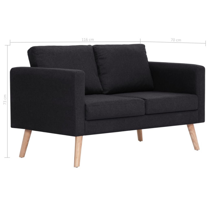 Dvivietė sofa, juoda, audinys