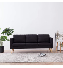 Trivietė sofa, juoda, audinys