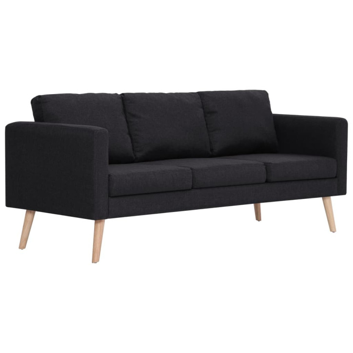 Trivietė sofa, juoda, audinys