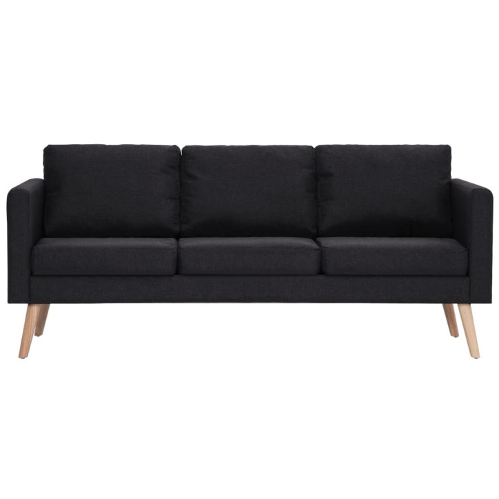 Trivietė sofa, juoda, audinys