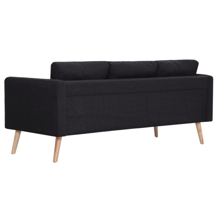 Trivietė sofa, juoda, audinys