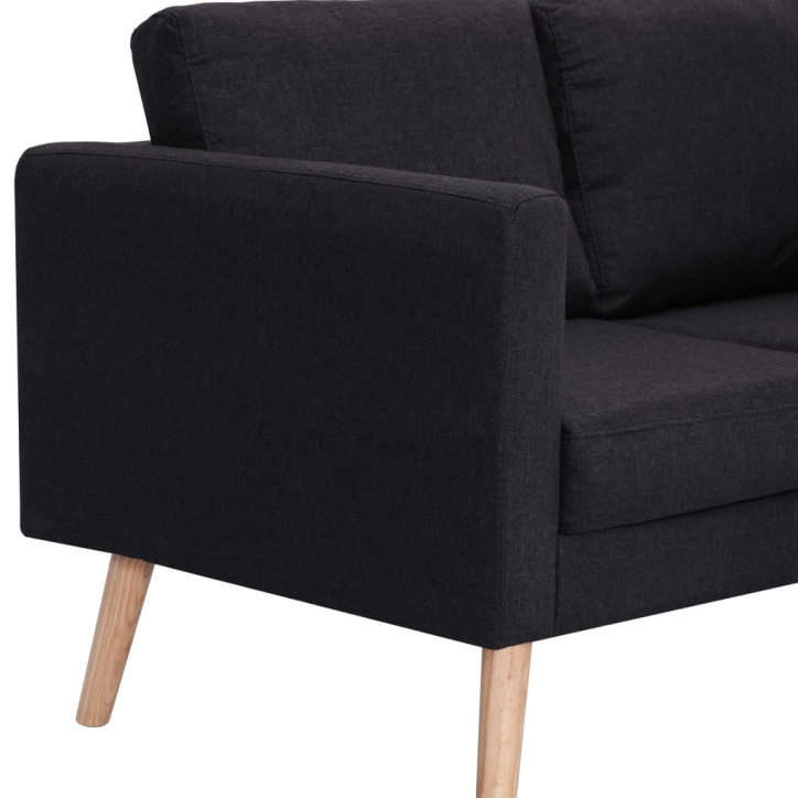 Trivietė sofa, juoda, audinys