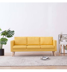 Trivietė sofa, geltona, audinys