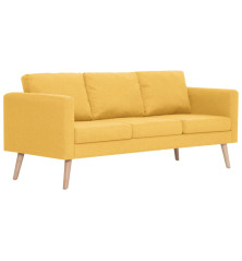 Trivietė sofa, geltona, audinys