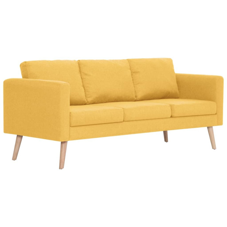 Trivietė sofa, geltona, audinys