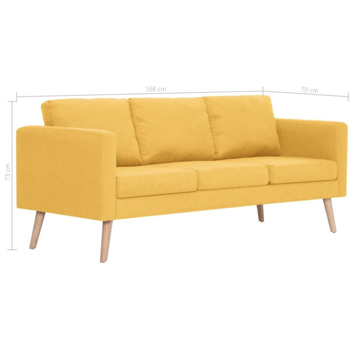 Trivietė sofa, geltona, audinys