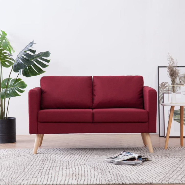 Dvivietė sofa, vyno raudonos spalvos, audinys