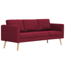 Trivietė sofa, vyno raudonos spalvos, audinys