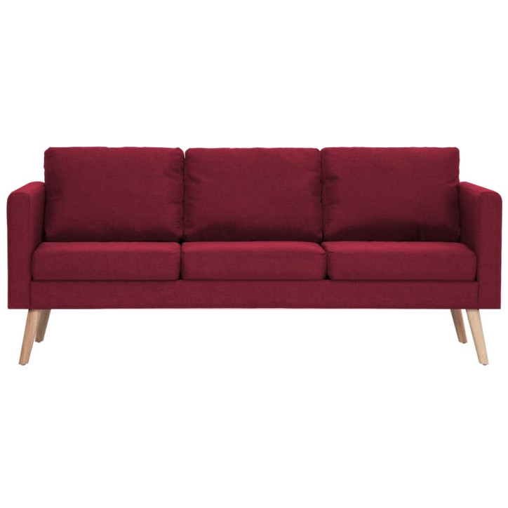 Trivietė sofa, vyno raudonos spalvos, audinys