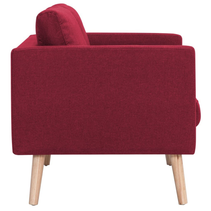 Trivietė sofa, vyno raudonos spalvos, audinys