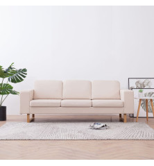 Trivietė sofa, kreminės spalvos, audinys