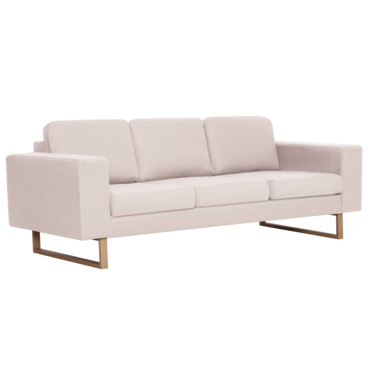 Trivietė sofa, kreminės spalvos, audinys