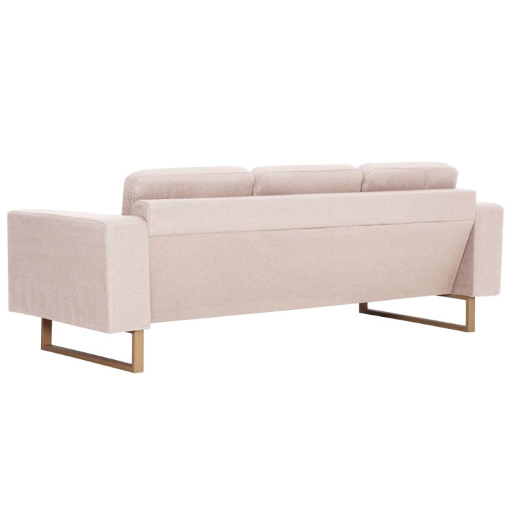 Trivietė sofa, kreminės spalvos, audinys