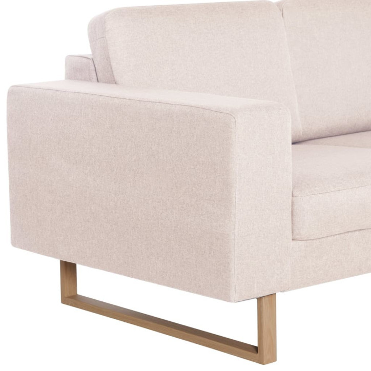 Trivietė sofa, kreminės spalvos, audinys