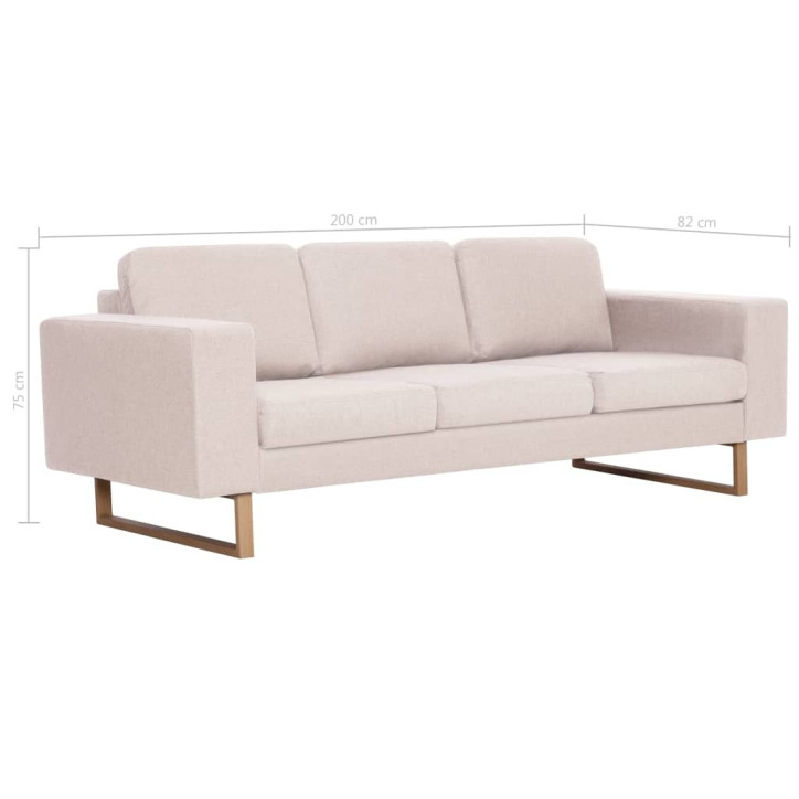 Trivietė sofa, kreminės spalvos, audinys