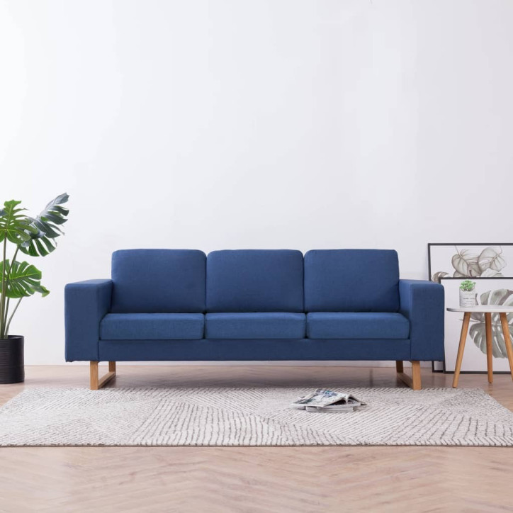 Trivietė sofa, mėlyna, audinys