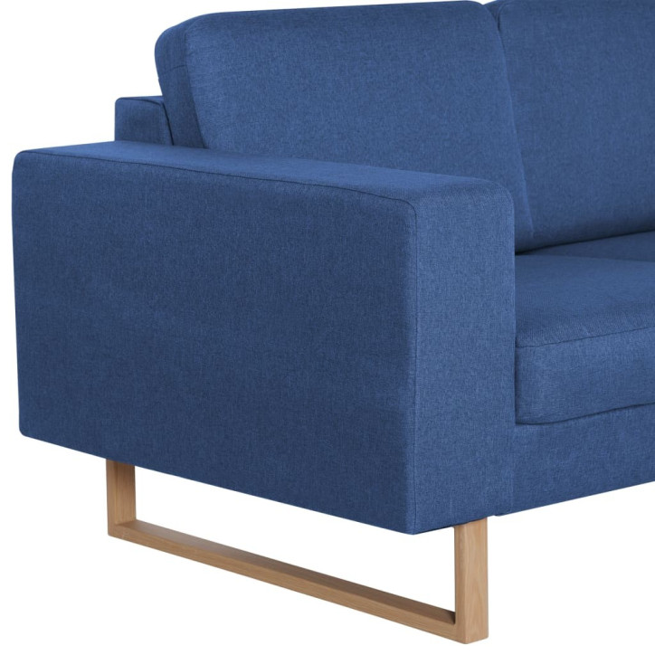 Trivietė sofa, mėlyna, audinys