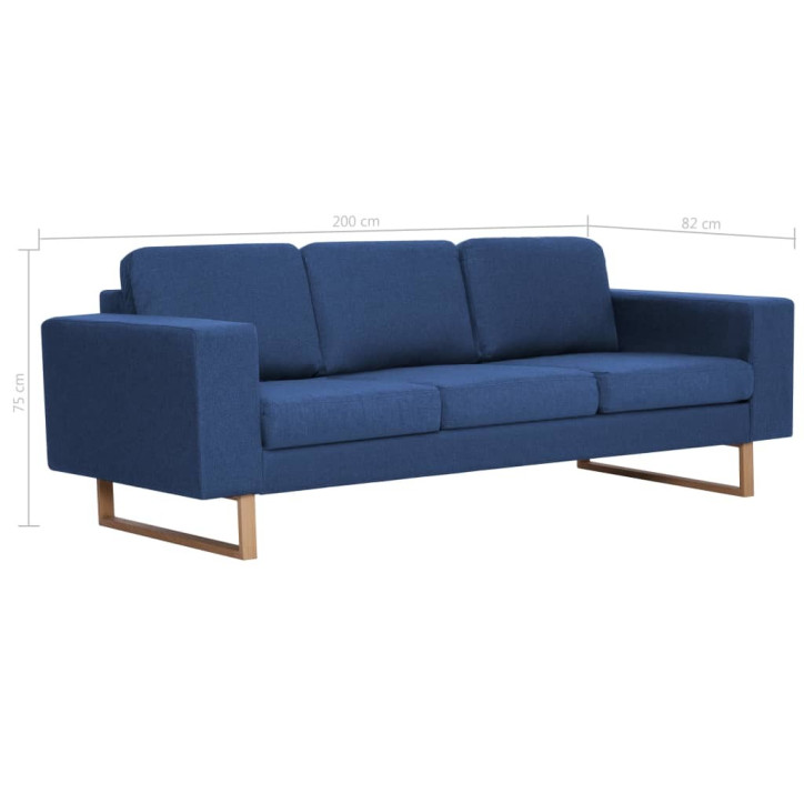 Trivietė sofa, mėlyna, audinys