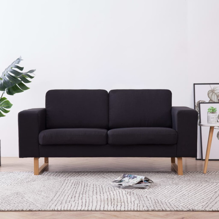 Dvivietė sofa, juoda, audinys