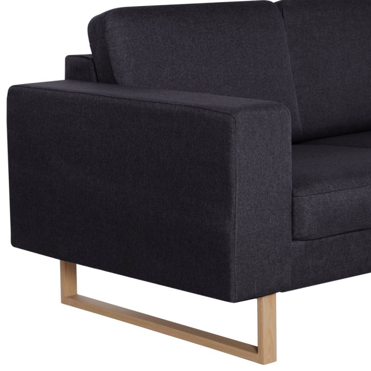 Dvivietė sofa, juoda, audinys