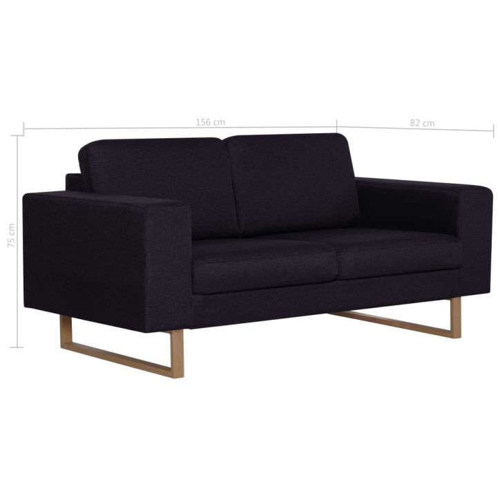 Dvivietė sofa, juoda, audinys