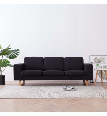 Trivietė sofa, juoda, audinys