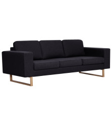 Trivietė sofa, juoda, audinys