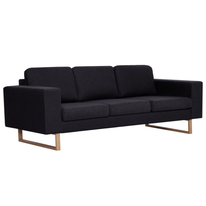 Trivietė sofa, juoda, audinys