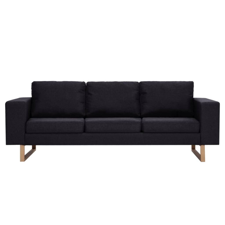 Trivietė sofa, juoda, audinys