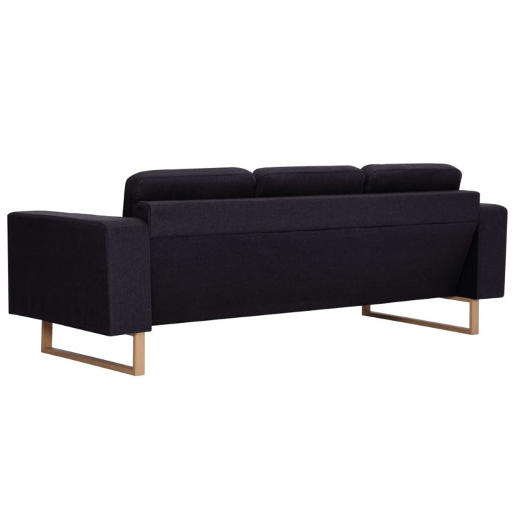 Trivietė sofa, juoda, audinys