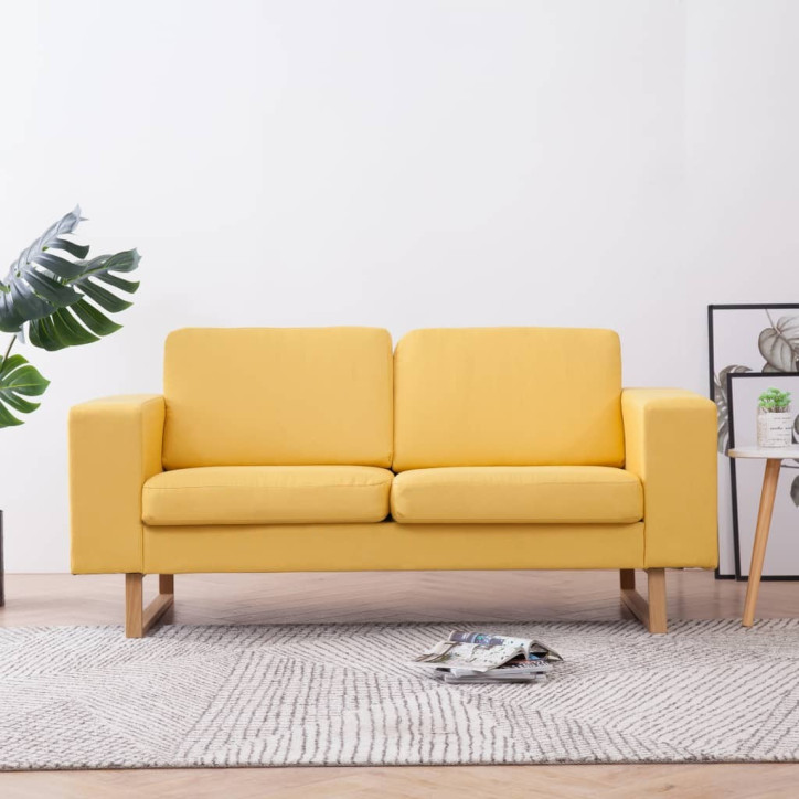 Dvivietė sofa, geltona, audinys