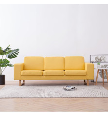 Trivietė sofa, geltona, audinys