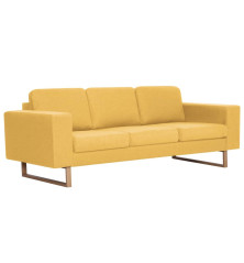 Trivietė sofa, geltona, audinys