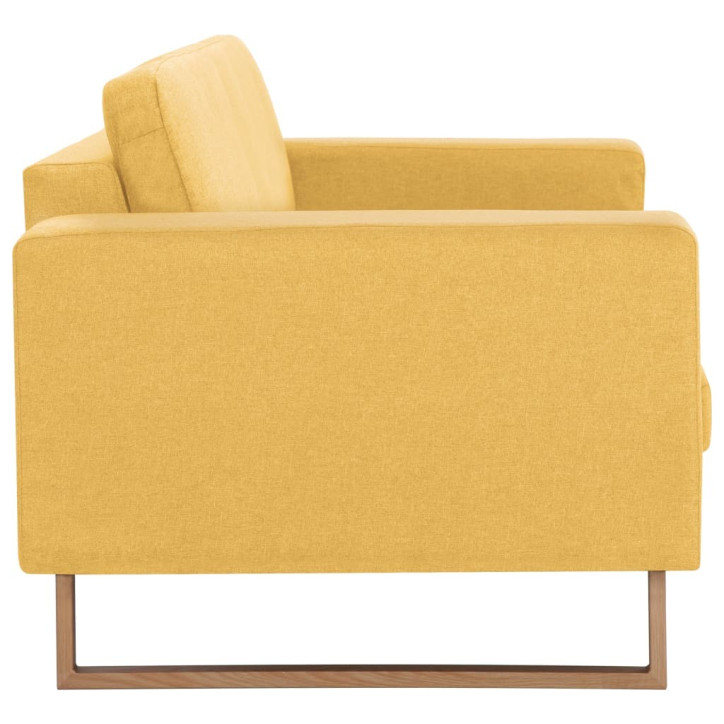 Trivietė sofa, geltona, audinys