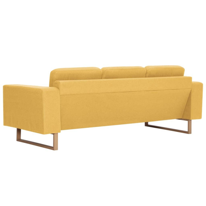 Trivietė sofa, geltona, audinys