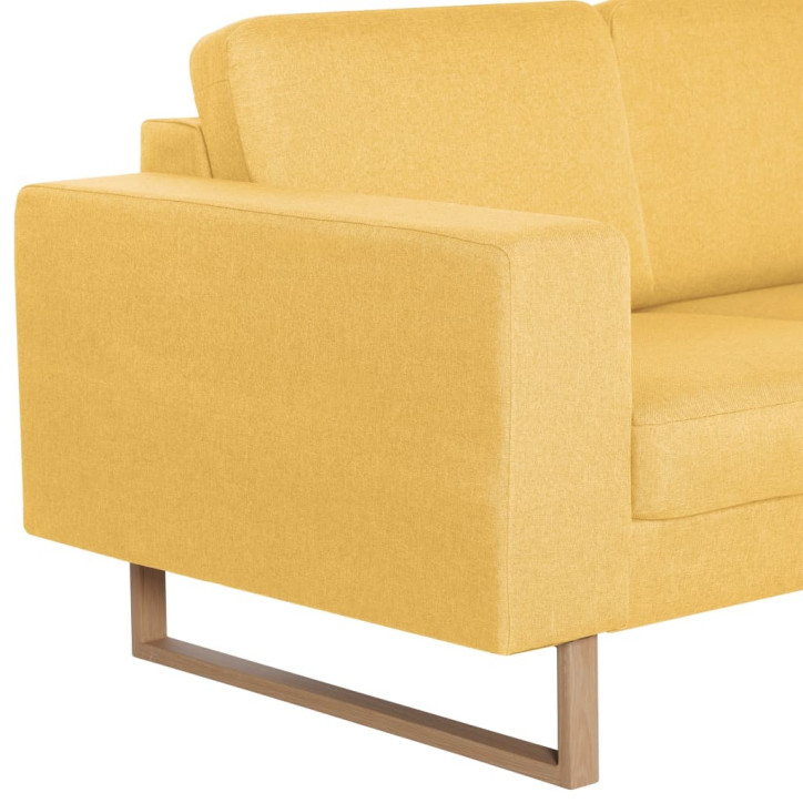 Trivietė sofa, geltona, audinys