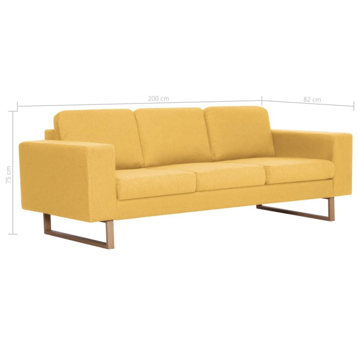 Trivietė sofa, geltona, audinys