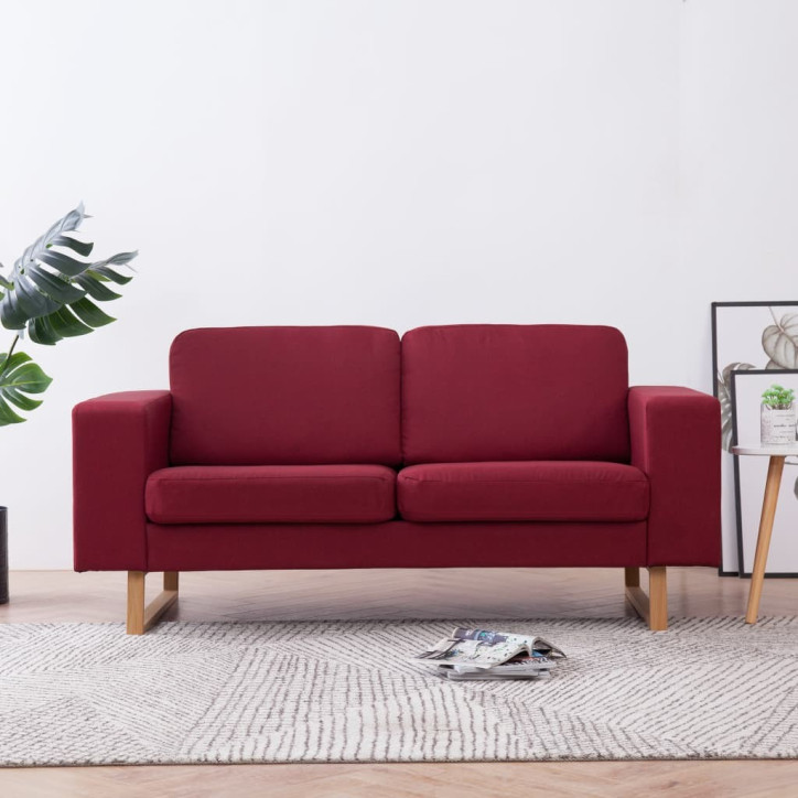 Dvivietė sofa, vyno raudonos spalvos, audinys