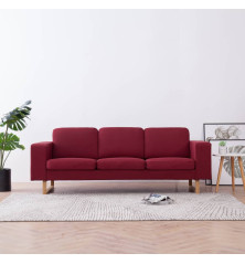 Trivietė sofa, vyno raudonos spalvos, audinys