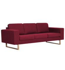 Trivietė sofa, vyno raudonos spalvos, audinys