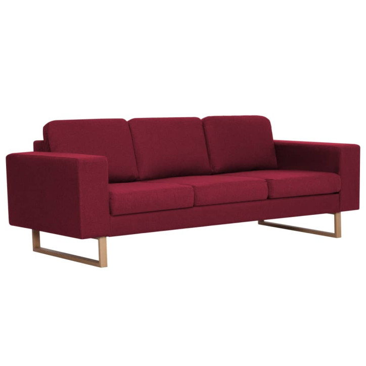 Trivietė sofa, vyno raudonos spalvos, audinys