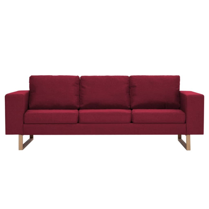 Trivietė sofa, vyno raudonos spalvos, audinys